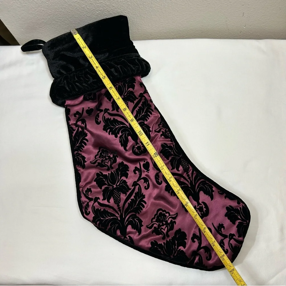 Set of 2 Gothic Velvet Satin Burgundy Dusty Pink Black‎ Christmas Stockings